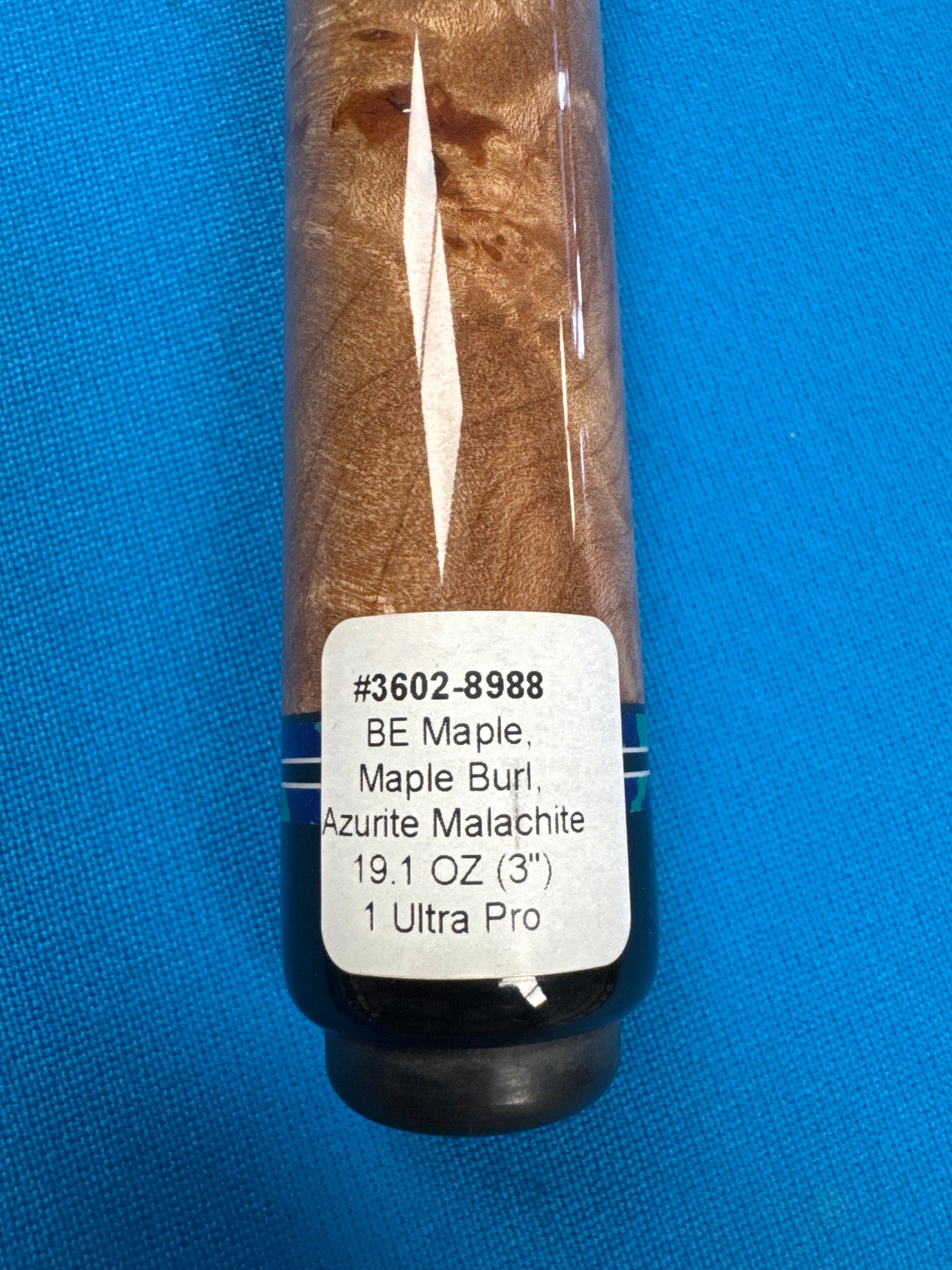 Exclusive Jacoby EH Ultra Pro BE Cue - Maple Burl & Azurite Malachite, 19.1 oz - Korvel