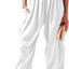 Pantalons larges en coton et lin taille haute pour femmes