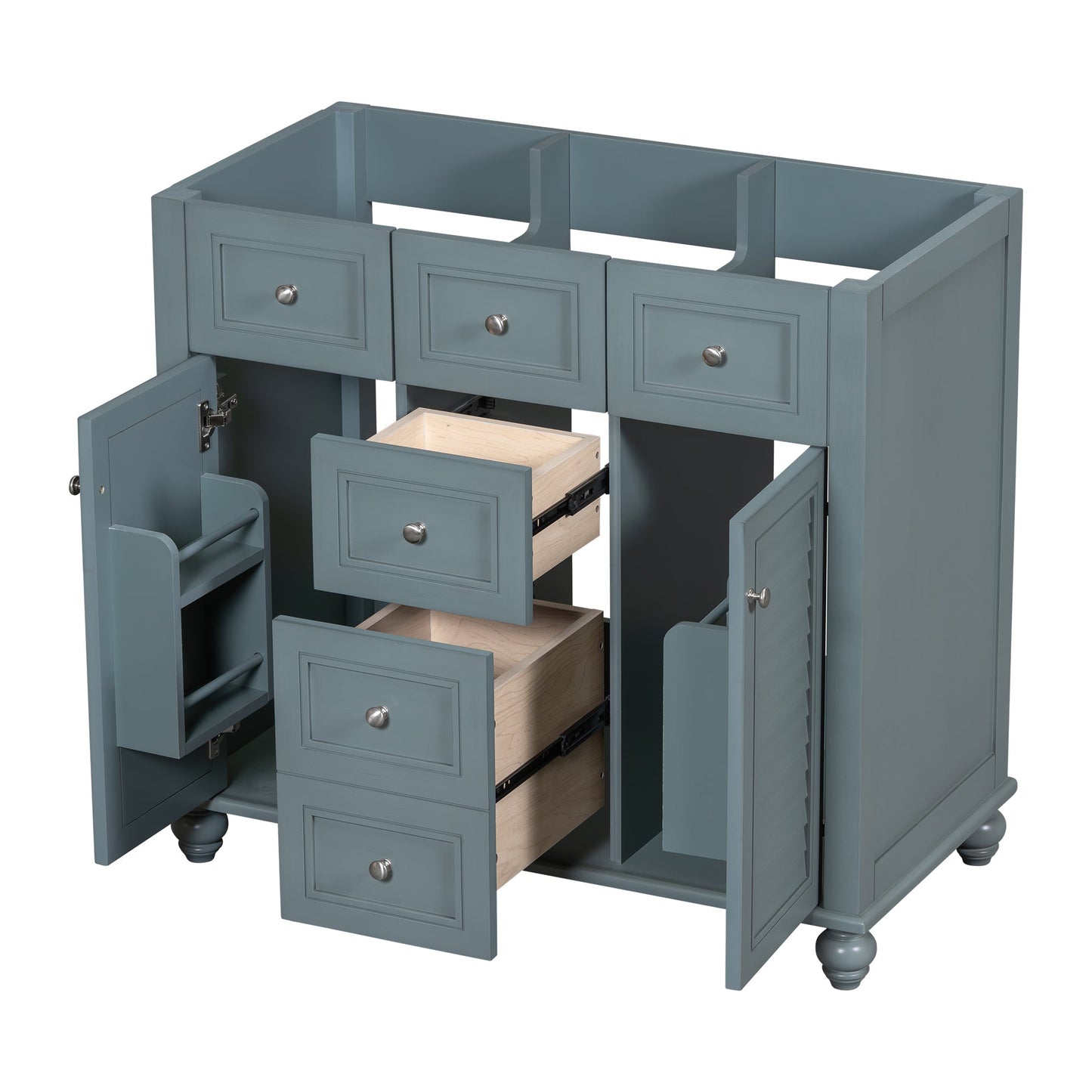36 "No sink, with 2 drawers and soft closing door, independent makeup rack, bathroom cabinet, blue (excluding sink) - Korvel