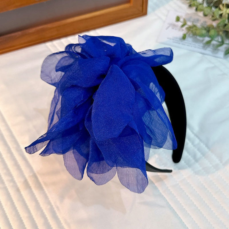Oversized and exaggerated handmade fabric flower versatile headband - Korvel