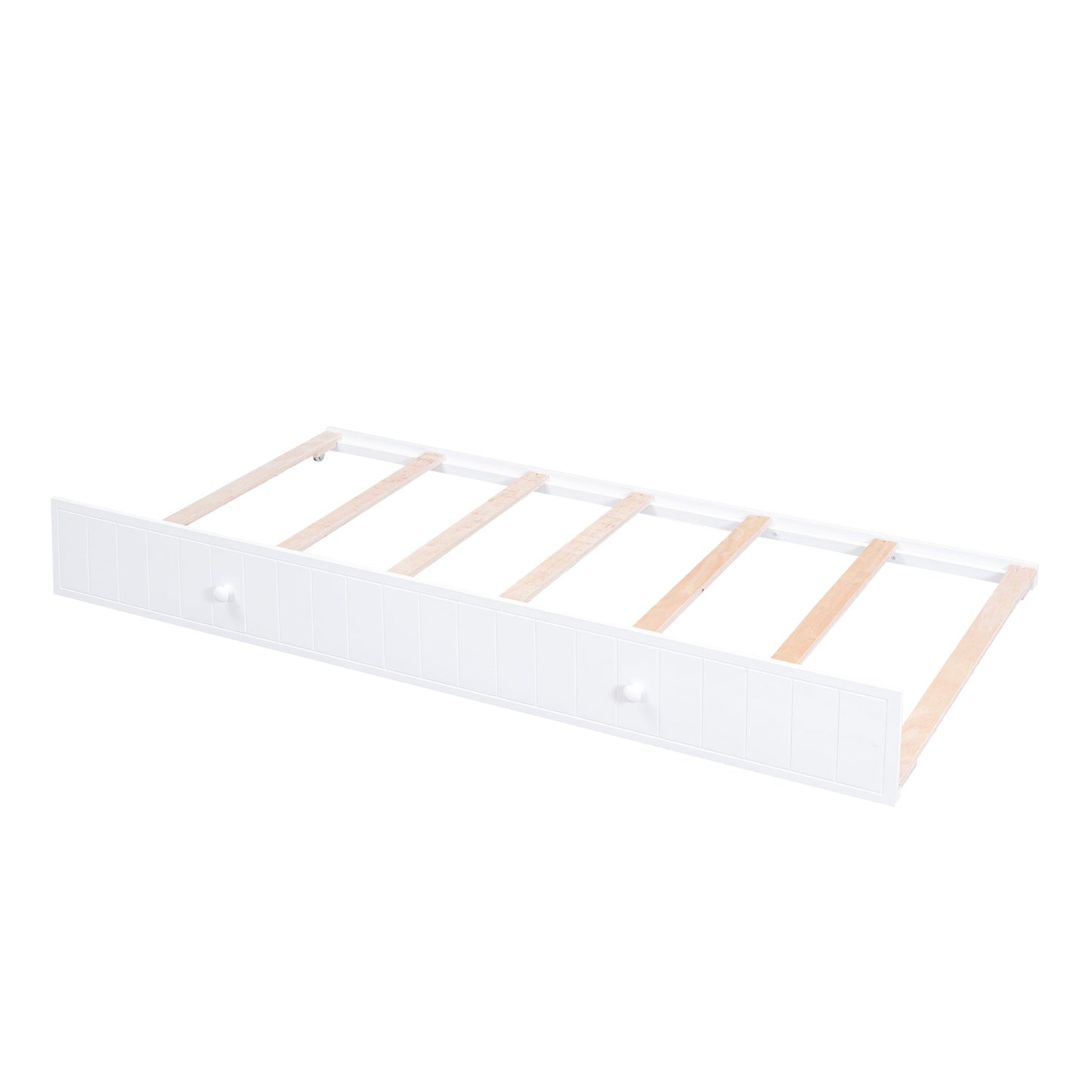 Twin Size Daybed with Storage Arms  Trundle and Charging Station White - Korvel