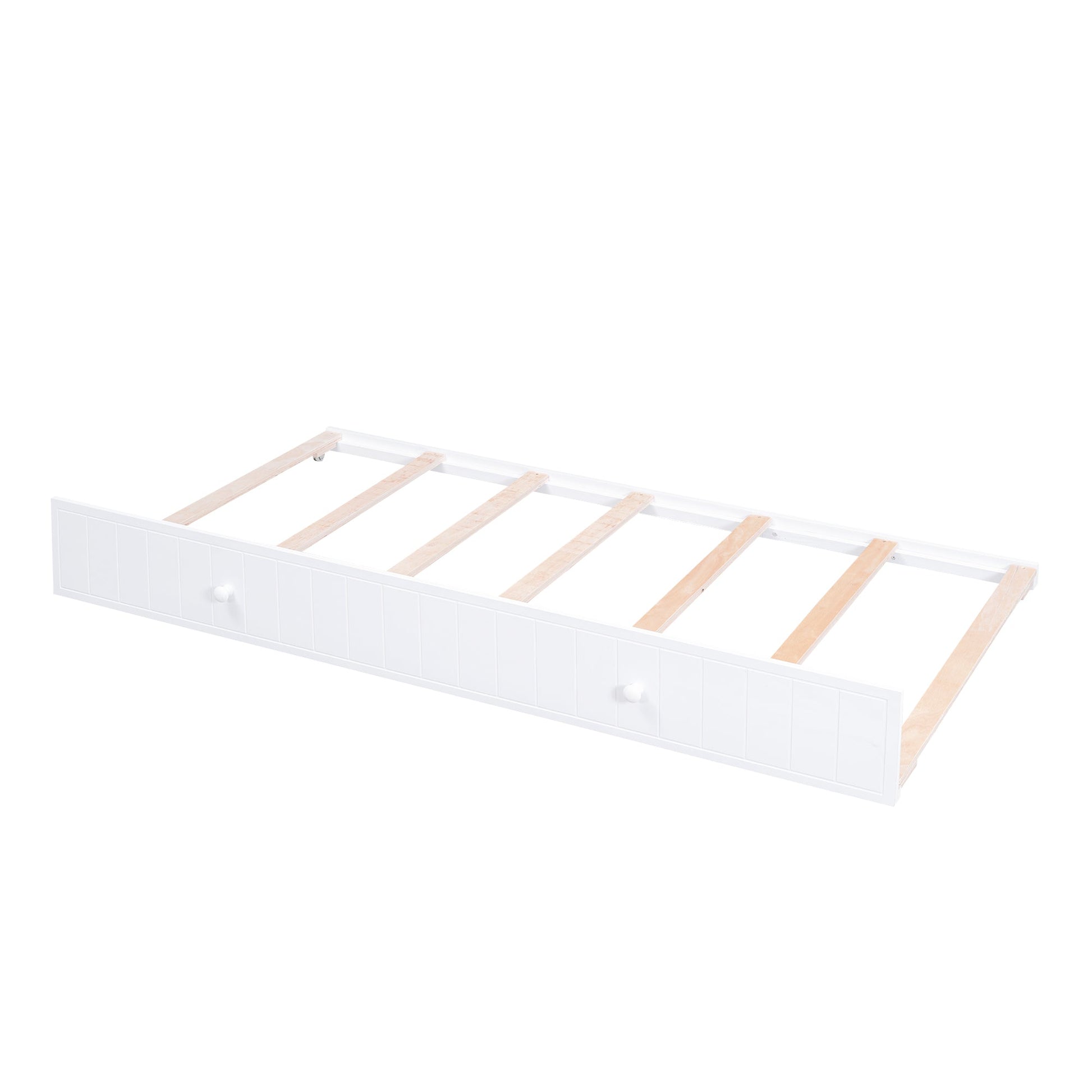 Twin Size Daybed with Storage Arms  Trundle and Charging Station White - Korvel