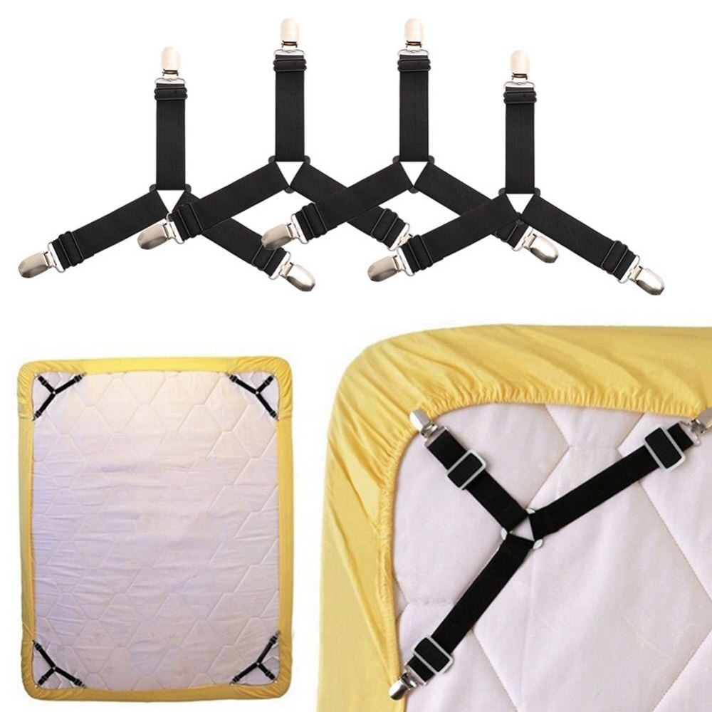 Bedding Article Accessory 4pcs  Nylon Buckle Elastic Band Non Slip Sheet Fixer Holder for Bed sheets Practical Bedspread - Korvel