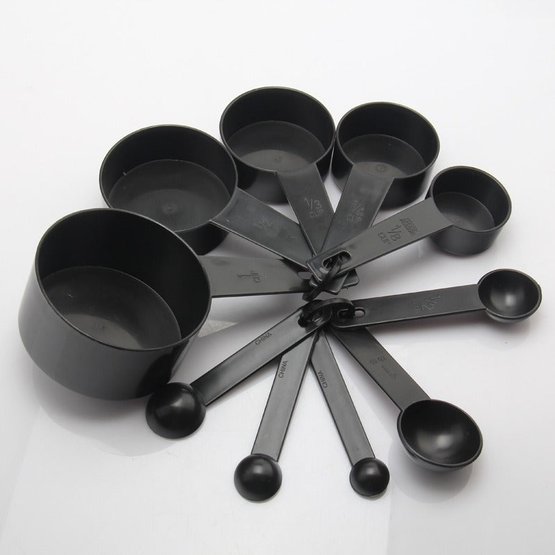 10-Piece Plastic Measuring Cups Black - Korvel