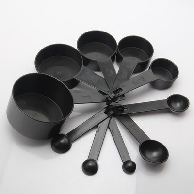 10-Piece Plastic Measuring Cups Black - Korvel