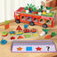 Children's early education puzzle multifunctional four in one knock ball, pull radish, cover column, fire truck, Montessori toy - Korvel