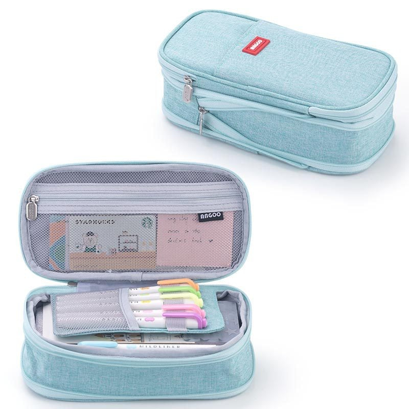 Macaron color block can transform into a large capacity upgraded pencil case stationery - Korvel
