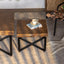 31.3"Modern Retro Splicing Square Coffee Table  Fir Wood Table Top with Cross Legs Metal Base (Set of 2 pcs ) - Korvel