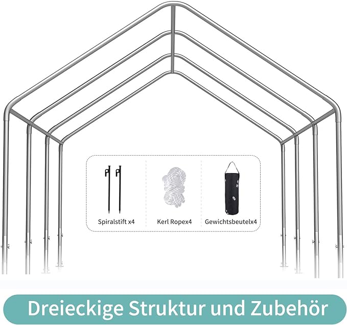 Sannwsg 10 * 20 ultra large portable carport garage, adjustable from 9.5 feet to 11 feet, with detachable roof and side walls - Korvel