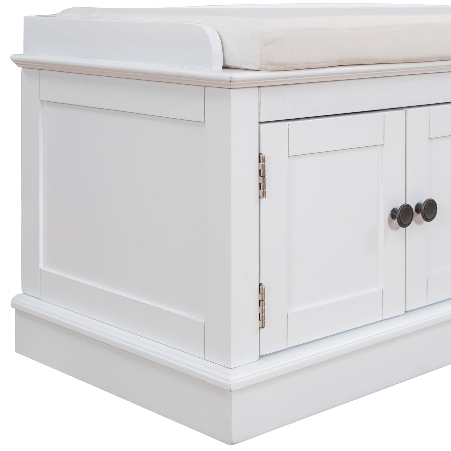 TREXM Storage Bench with Adjustable Doors and Padded Shoe Stand