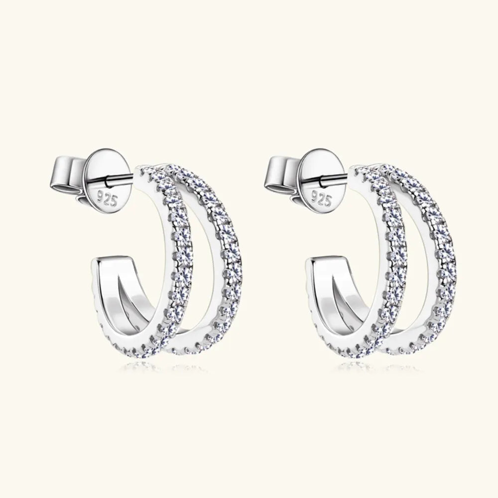 Moissanite 925 Sterling Silver C-Hoop Earrings - Korvel