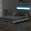 Wood Full Size Platform Bed with Upholstered Headboard and LED and 2 Drawers, Antique White - Korvel