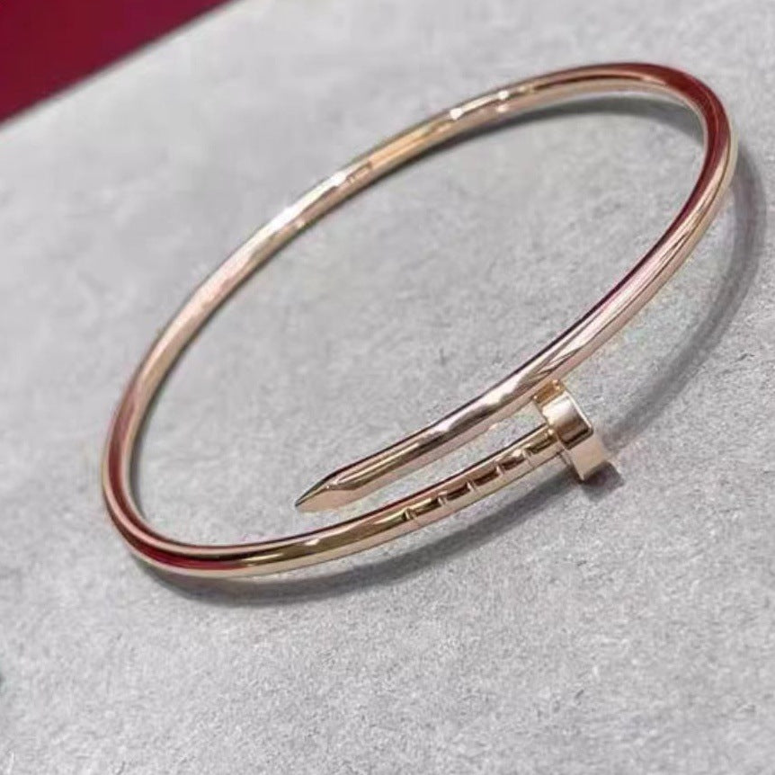 Precision Thick Plating Head and Tail Diamond Fashion Three-Circle Full Diamond Couple Bracelet - Korvel