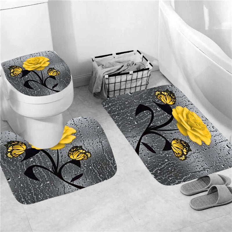 Hot HD Digital Printing Polyester Waterproof Polyester Flower Bathroom Hotel Shower Curtain - Korvel
