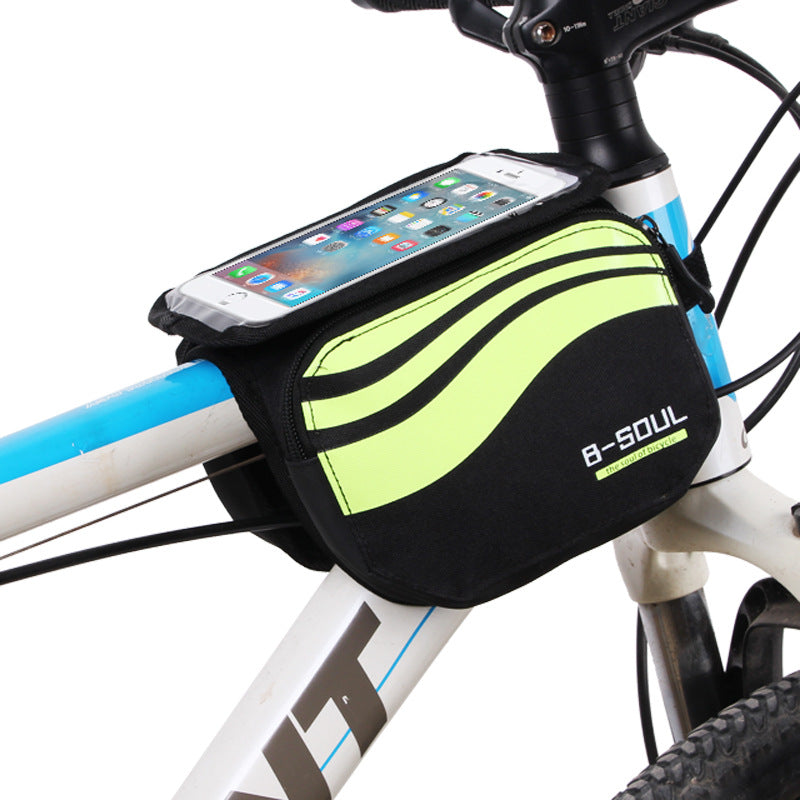 B-SOUL Bicycle Mountain Bike Upper Tube Bag Saddle Bag Road Car Front Bag Increase Touch Screen Mobile Phone Bag 5.7 Inches - Korvel