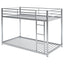 Twin over Twin Metal Bunk Bed, Low Bunk Bed with Ladder Silver - Korvel