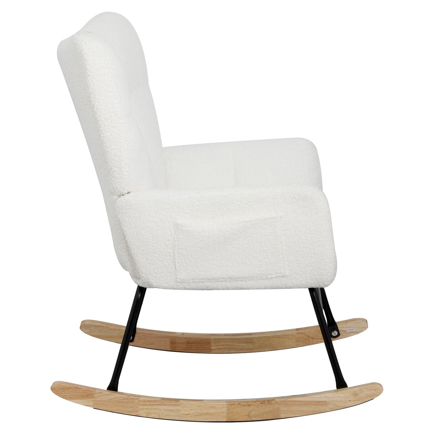 Silla mecedora de tela de terciopelo - Diseño moderno en blanco tapizado