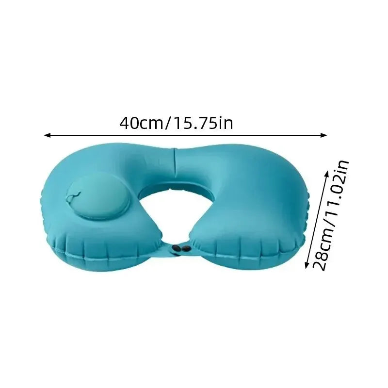 U Shape Neck Cushion Automatic Air Inflatable Pillow Compress Ring For Airplane Car Outdoor Travel - Korvel