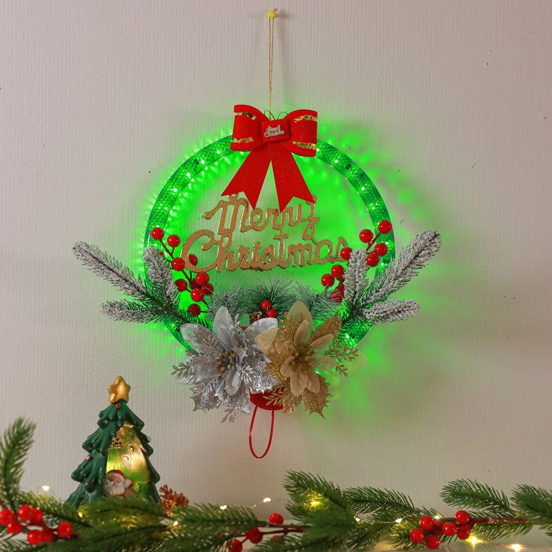 Elegant Christmas Wreath with Lights and Decorative Ornaments