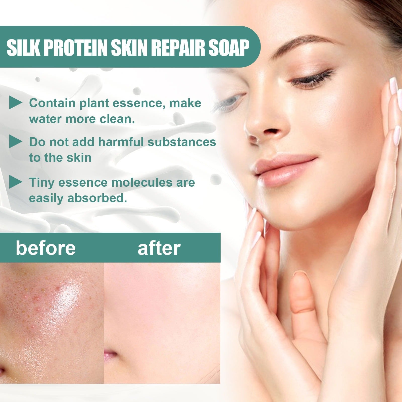 EELHOE Silk Goat Milk Hand Soap Deep Cleansing&Repairing Skin Moisturizing&Tender Silk Goat Milk Cleansing Soap - Korvel