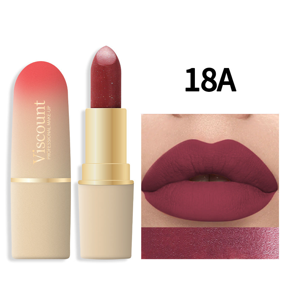 Waterproof And Durable Lipstick Velvet Fine Glitter Matte Lip And Cheek Dual-Use Lipstick - Korvel