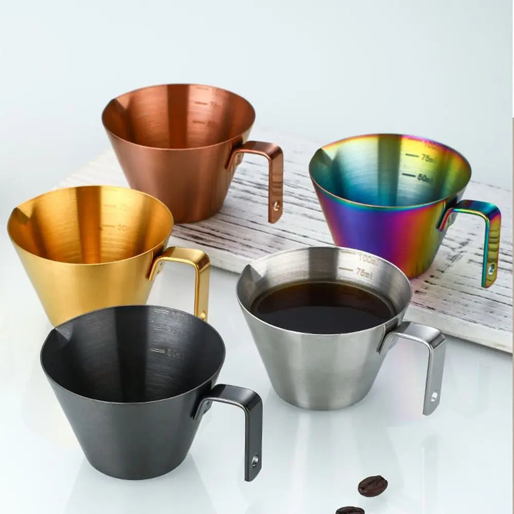 304 Stainless Steel Espresso Measuring Cup Small 100ml Espresso Shot Cup Dishwasher Safe V-Shaped Mouth - Korvel