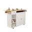 44 Inch Kitchen Island Cart with Solid Wood Top, Wine Storage, Spice Rack, Towel Rack, Wine Glass Holder White & Oak - Korvel