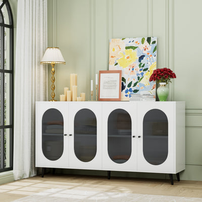 Modern White Accent Sideboard Cabinet with Acrylic Doors