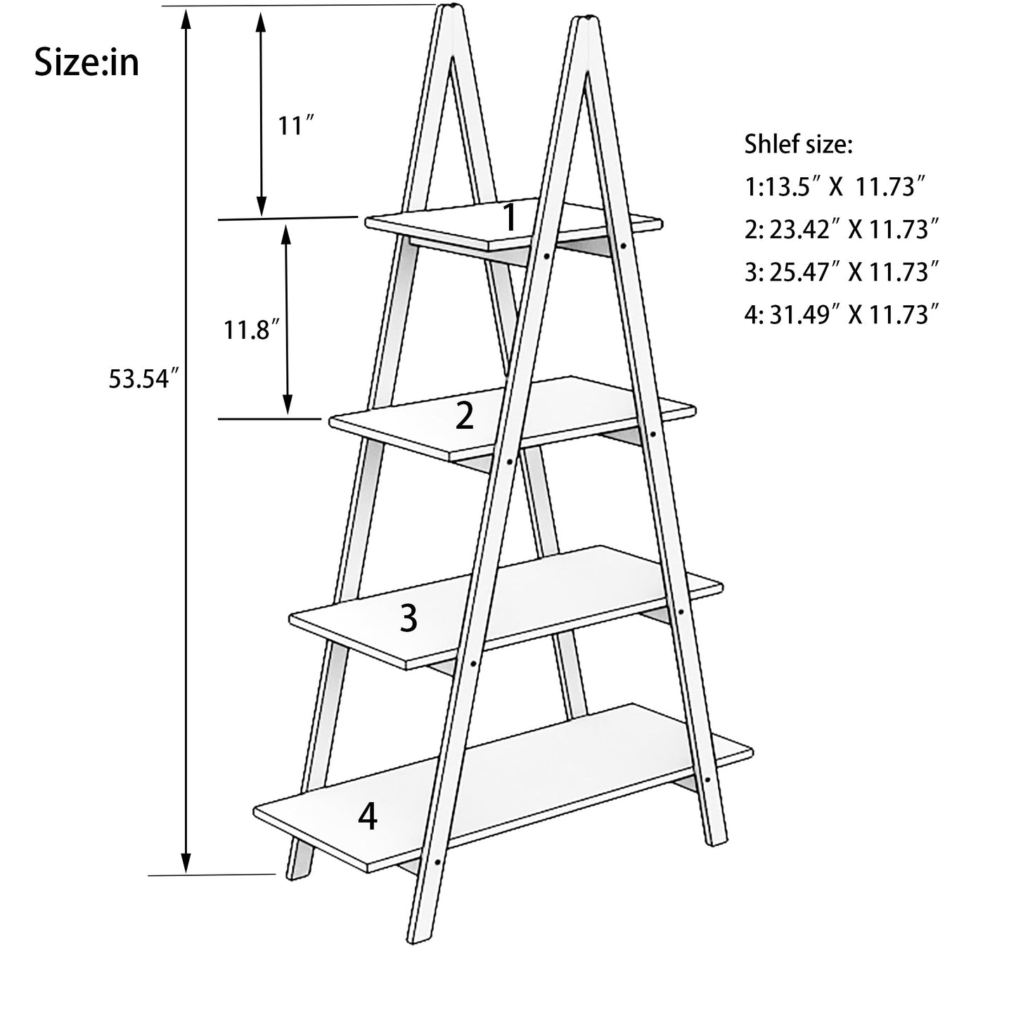 Solid bamboo wood oxford “A”frame ladder display bookshelf - Korvel