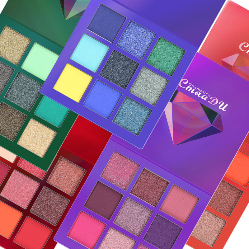 Palette d'ombres à paupières CmaaDu 9 couleurs Diamond Shine