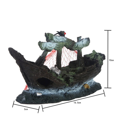 Ship fish tank resin water grass landscape decoration - Korvel