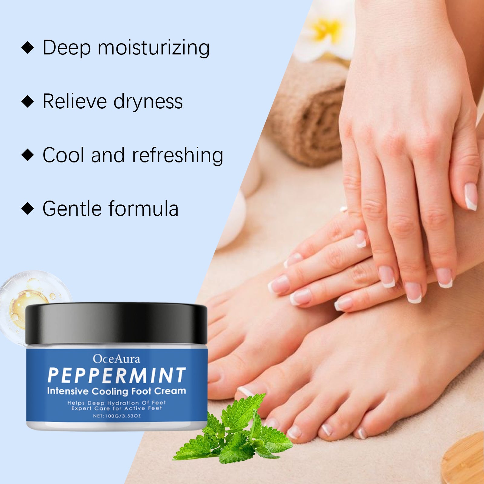 Mint Refreshing Foot Cream Hydrates And Restores Dry And Rough Skin With A Refreshing And Soothing Foot Cream - Korvel