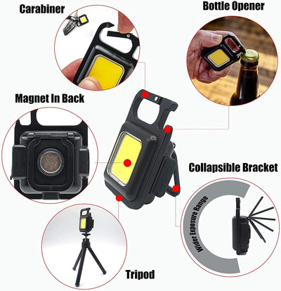 Multifunctional Mini COB Work Light TYPE-C Rechargeable Portable Keychain Light Magnetic Overhaul Emergency Light - Korvel