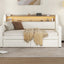 Twin Size Daybed with Drawers, Upholstered Daybed with Charging Station and LED Lights, White - Korvel