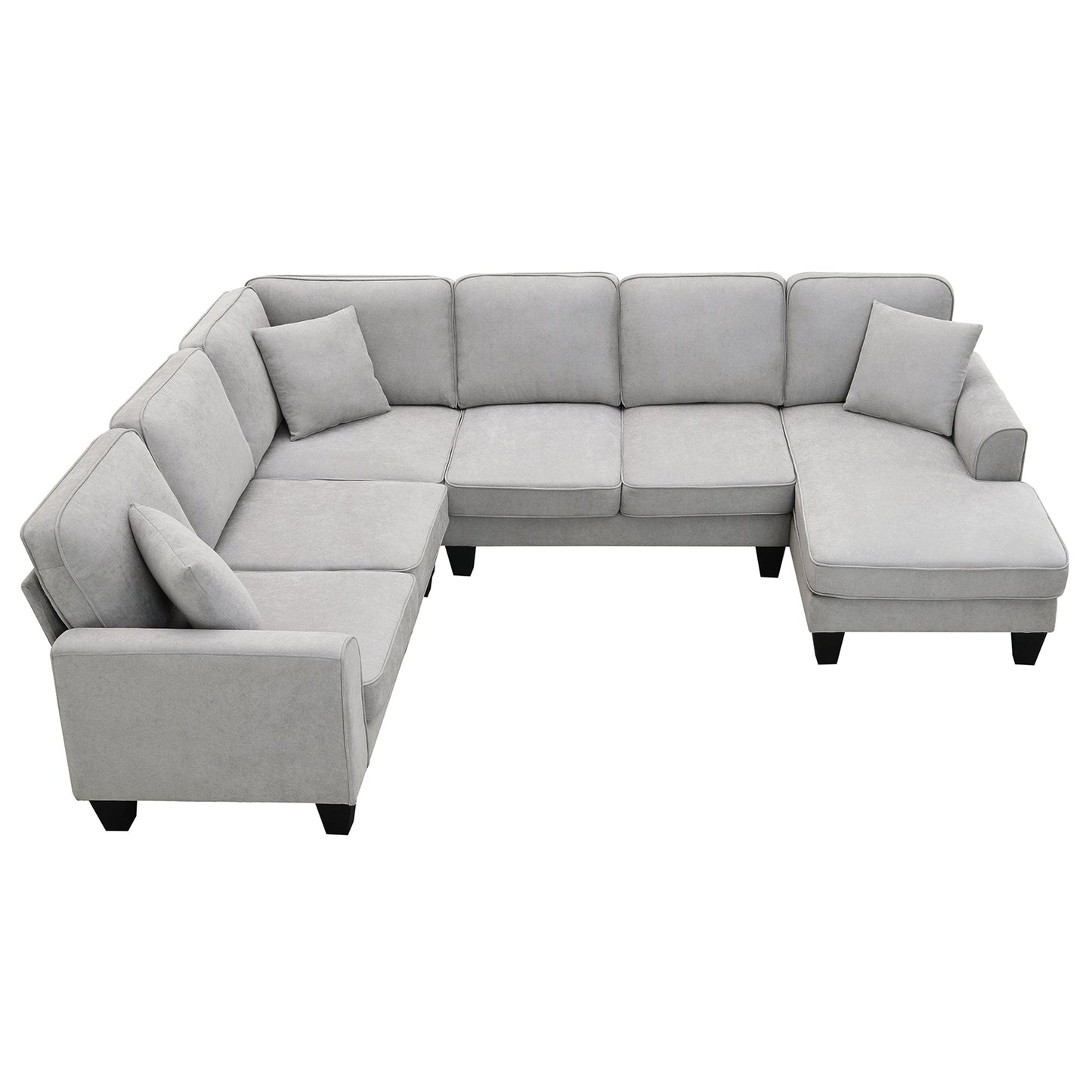 [VIDEO provided] [New] 108*85.5" Modern U Shape Sectional Sofa 7 Seat Fabric Sectional Sofa Set - Korvel