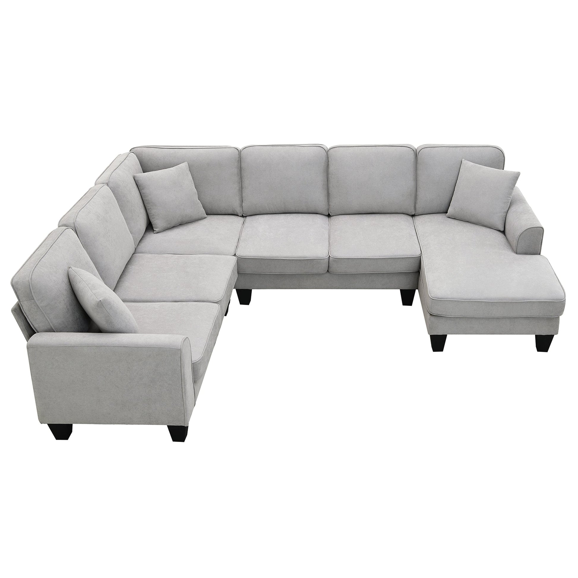 [VIDEO provided] [New] 108*85.5" Modern U Shape Sectional Sofa 7 Seat Fabric Sectional Sofa Set - Korvel