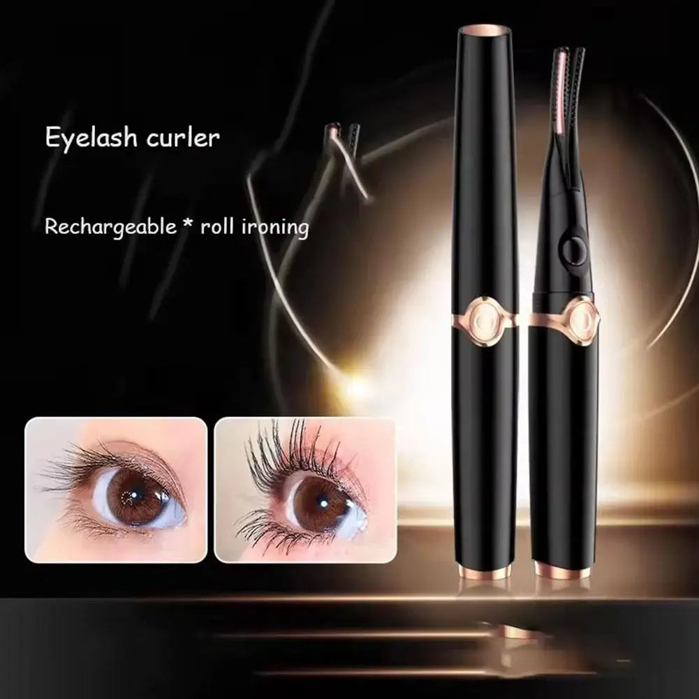 Rechargeable Mini Clip-Type USB Electric Heated Eyelash Temperature Modes Curler Makeup Hours Lasting 3 Long Tool Eye Women M1T2 - Korvel