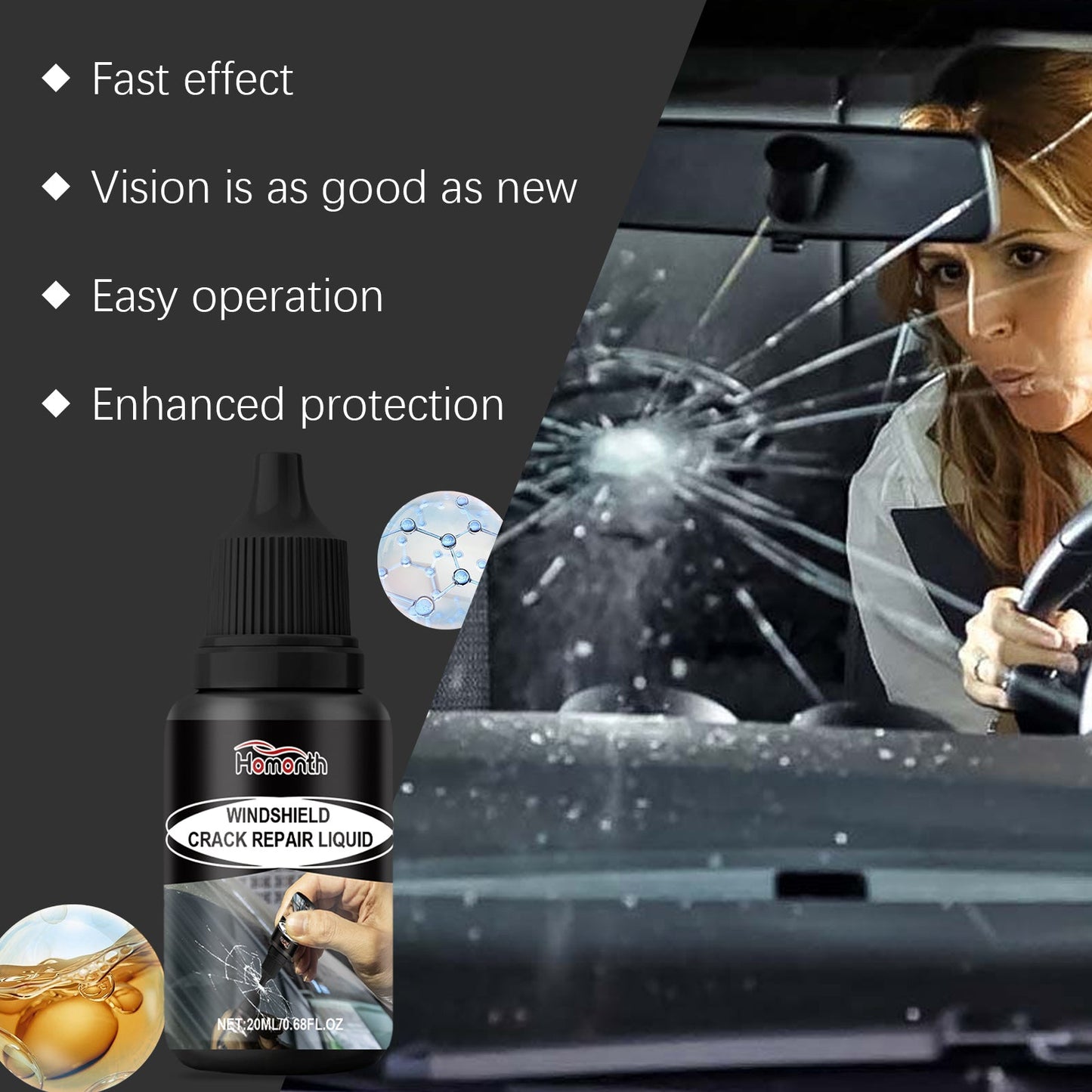 Automotive Windshield Repair Fluid Automotive Glass Cleaning Crack Repair Agent Clear Vision - Korvel