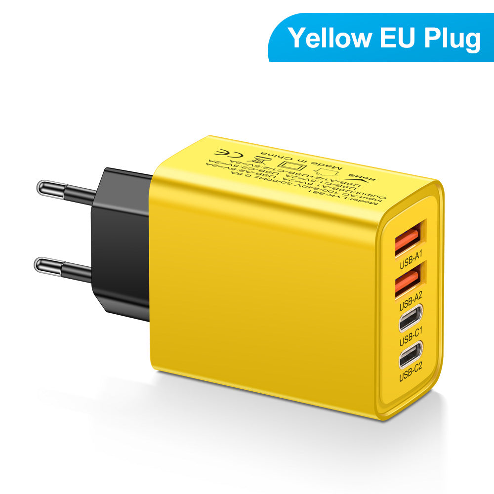 2.4A 2PD+2USB mobile phone charger charging head, American standard, European standard, British standard, travel charging head - Korvel