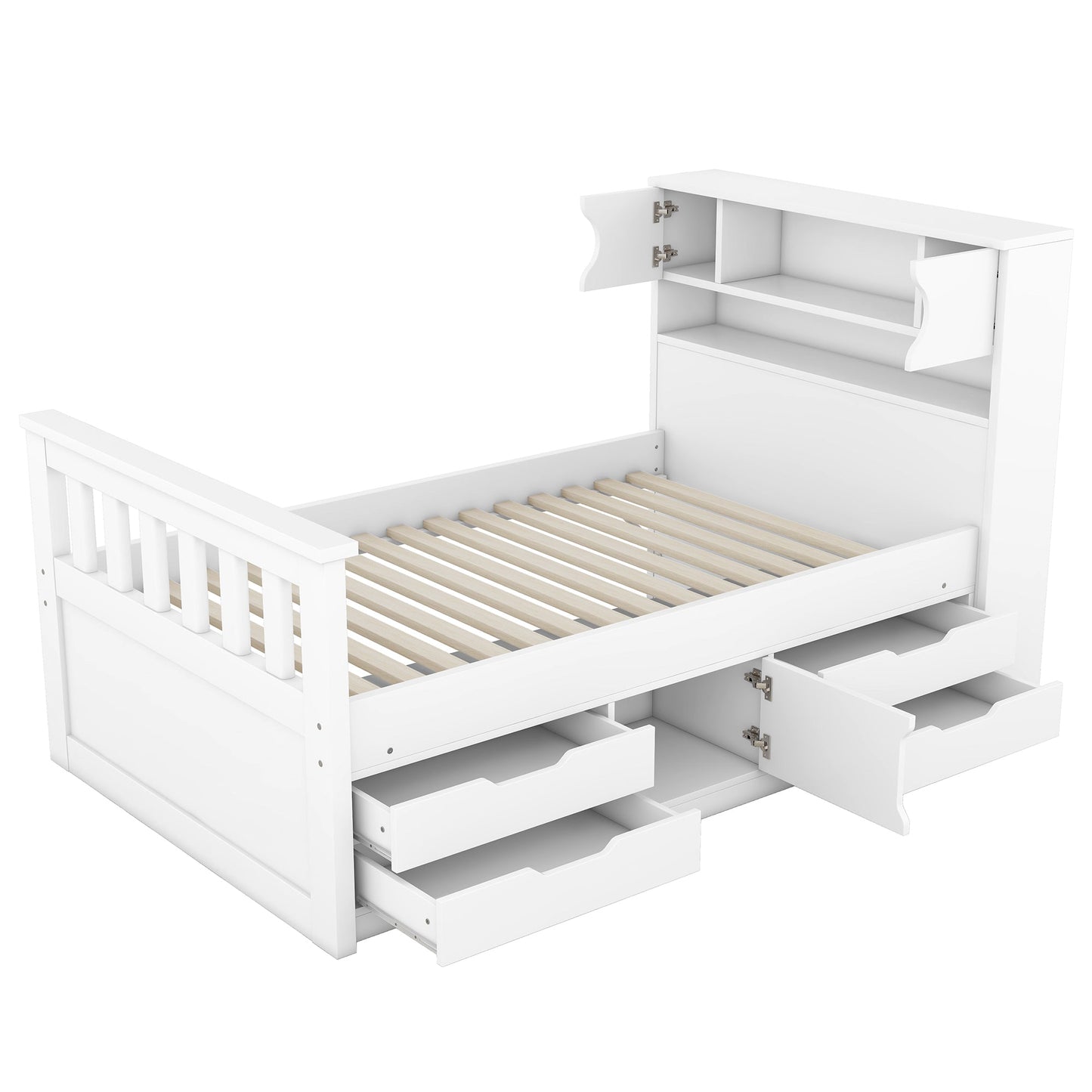 Cama plataforma tamaño twin Captain con almacenamiento en blanco