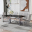 Modern minimalist dining table The black imitation marble glass desktop is equipped with silver metal legs - Korvel