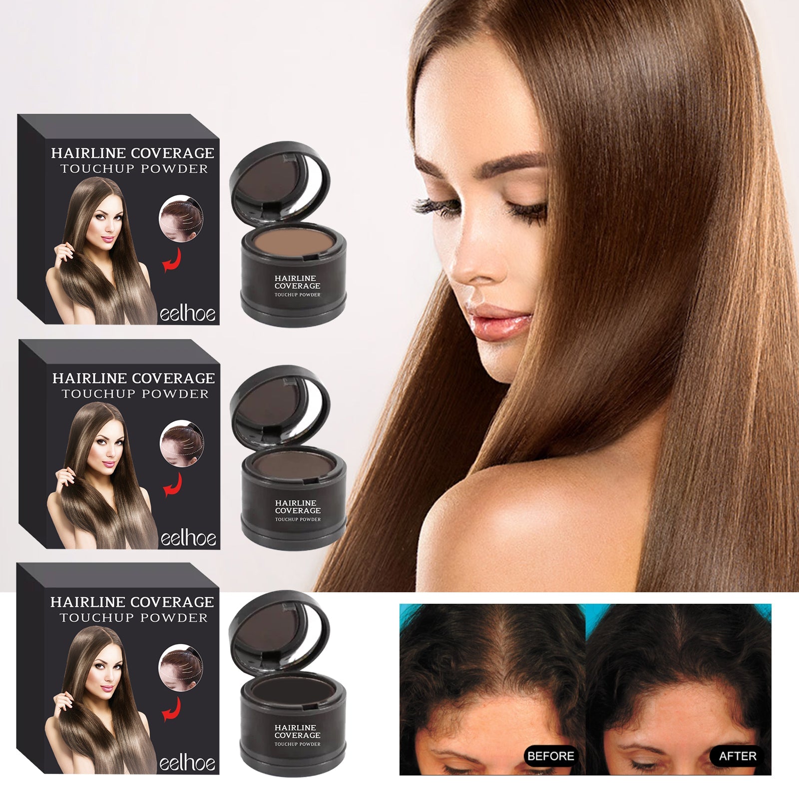 Hairline Cover Touch Powder Compact Hairline Easy To Apply Concealer Powder For Your Hairline - Korvel