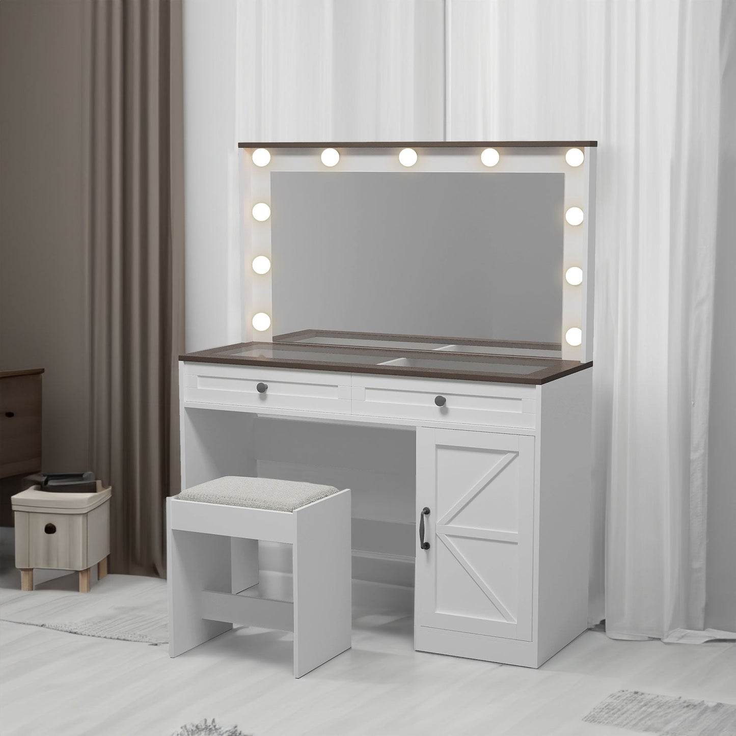 Elegant Makeup Vanity Desk in White