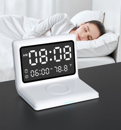 Alarm Clock Wireless Charger For Apple Wireless Fast Charging Multi-Function 3-In-1 Mobile Phone Wireless Charging - Korvel