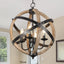 Farmhouse Chandelier Light Fixtures 4-Light Dining Room Light Fixtures Height Adjustable Rustic Wood Light - Korvel