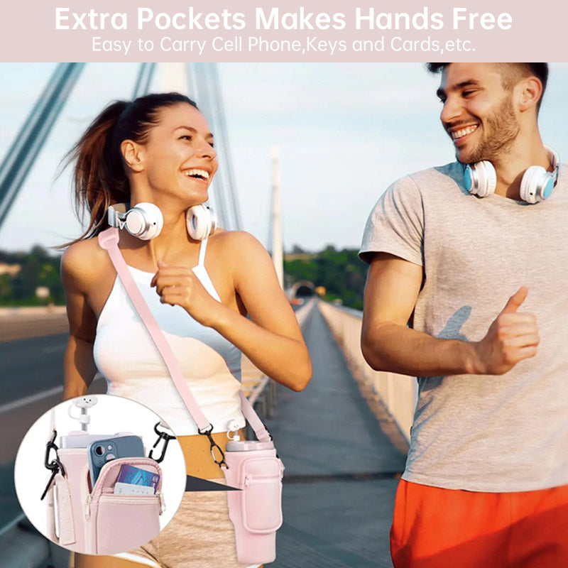 Water Bottle Carrier Bag with Phone Pocket for Stanley 40oz Tumbler with Handle Neoprene Water Bottle Holder Pouch - Korvel