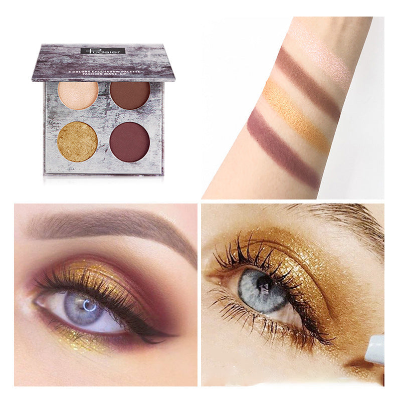Pudaier Ink Landscape Four-color Eyeshadow Palette Matte Pearlescent Waterproof and Sweatproof Eyeshadow Makeup - Korvel