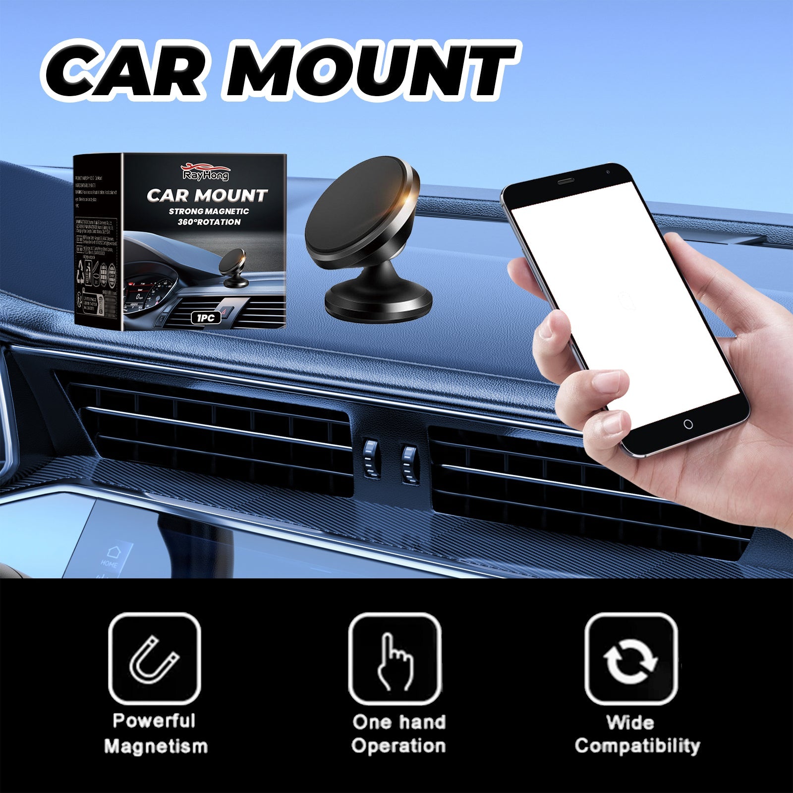 Car Stand New Magnetic Folding Mobile Phone Stand For Rotating Dashboard Navigation For Cars - Korvel