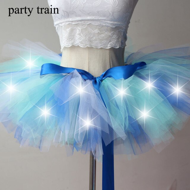 Arrival Women Tulle Tutu Skirt Sexy Mini Fancy Adult Petticoat Fluffy Yarn Ballet Dance Halloween Led Light Up - Korvel