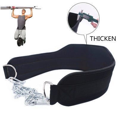 Thick Neoprene Weight Lifting Belt with Chain Dipping Belt for Pull Up Chin Up Kettlebell Barbell Fitness Bodybuilding Gym Belt - Korvel